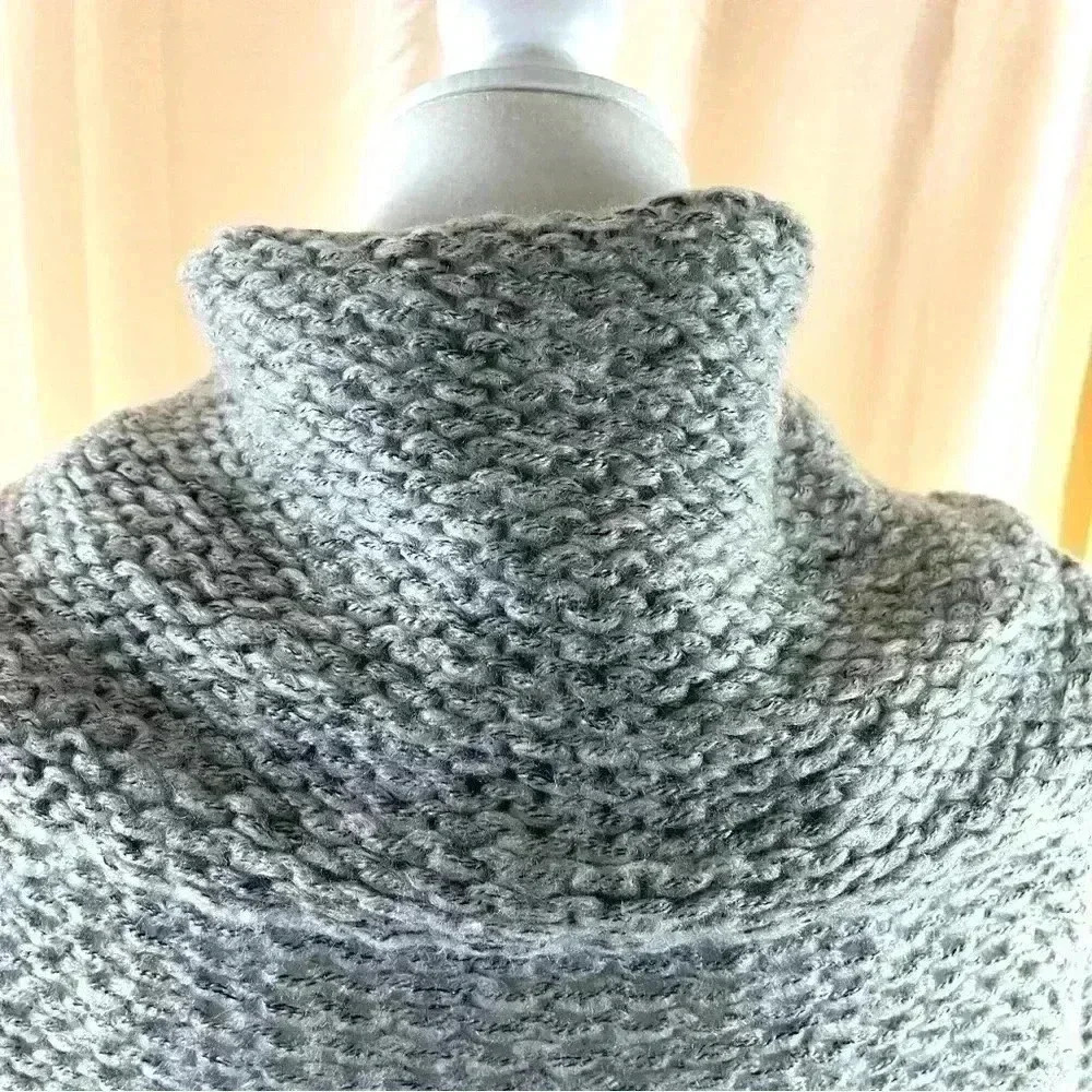 NWOT Debut Nordstrom Gray Loose Knit Crop Cowl Neck Cinch Waist Sweater Size S - Picture 9 of 12